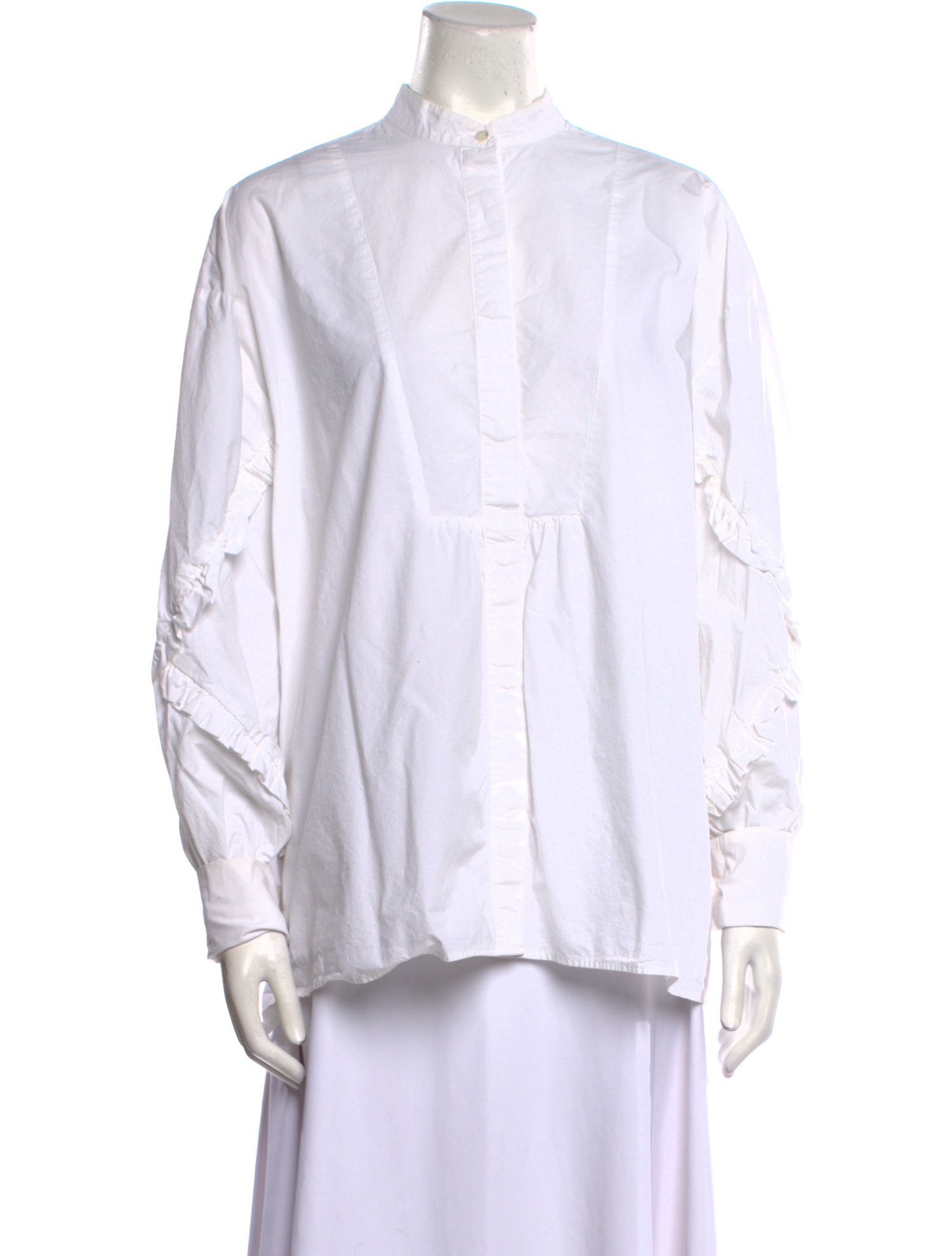 MSGM Mock Neck Long Sleeve Button-Up Top