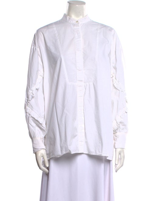 MSGM Mock Neck Long Sleeve Button-Up Top