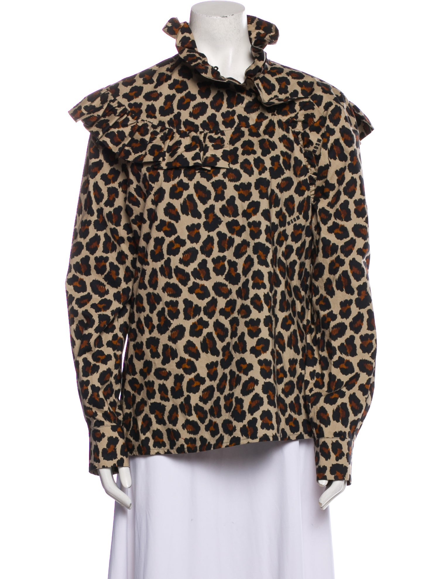 MSGM Animal Print Mock Neck Blouse