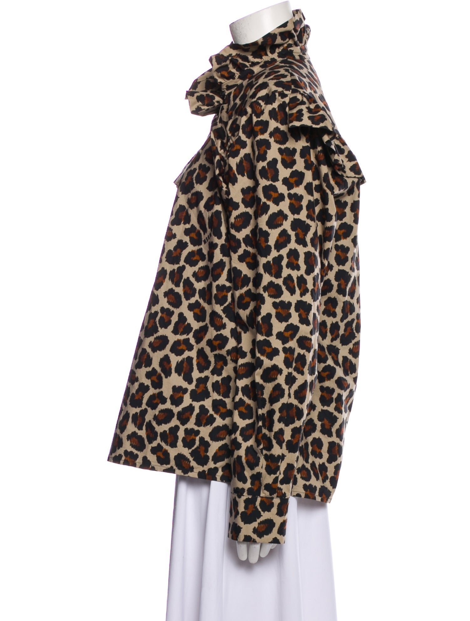 MSGM Animal Print Mock Neck Blouse