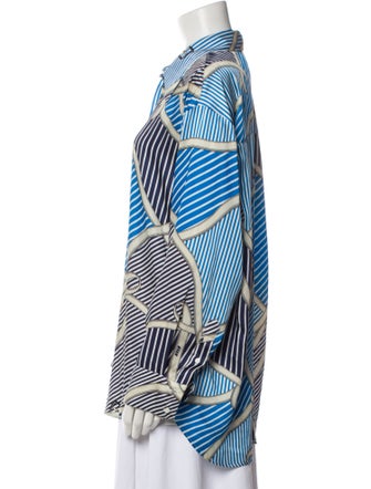 MSGM Printed Long Sleeve Button-Up Top