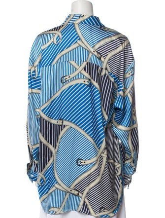 MSGM Printed Long Sleeve Button-Up Top