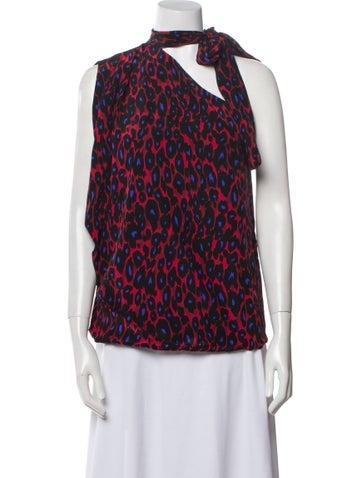Msgm Tops Silk Animal Print Blouse Us8, It44 | M