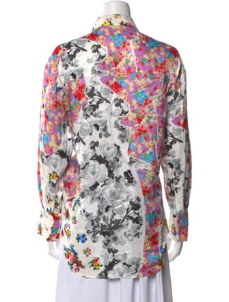 MSGM Floral Print Long Sleeve Button-Up Top