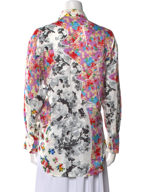 MSGM Floral Print Long Sleeve Button-Up Top