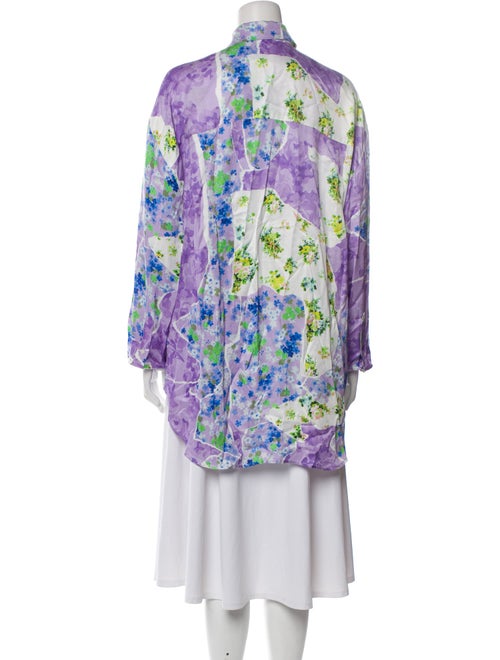 MSGM Floral Print Long Sleeve Button-Up Top