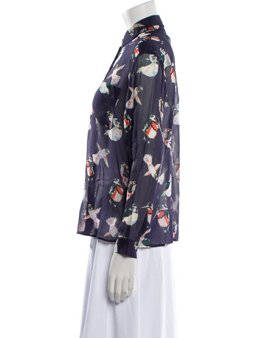 MSGM Silk Floral Print Button-Up Top