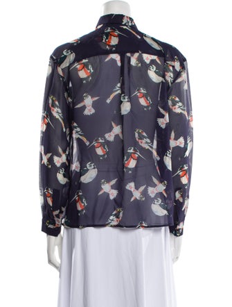 MSGM Silk Floral Print Button-Up Top