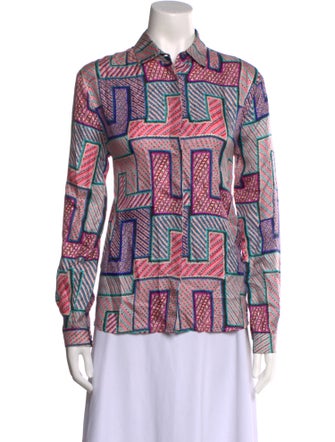 MSGM Silk Printed Button-Up Top