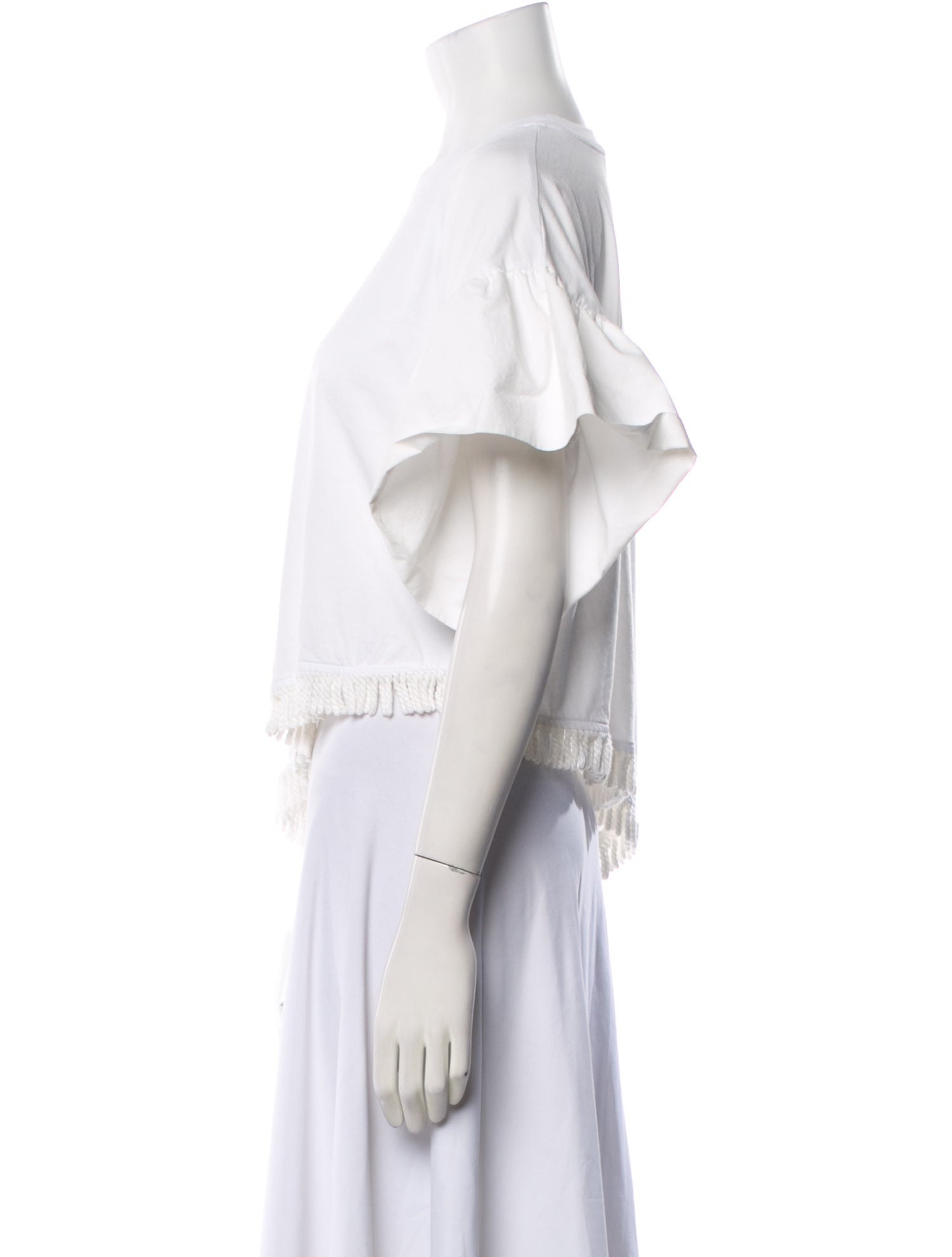 MSGM Crew Neck Three-Quarter Sleeve Crop Top