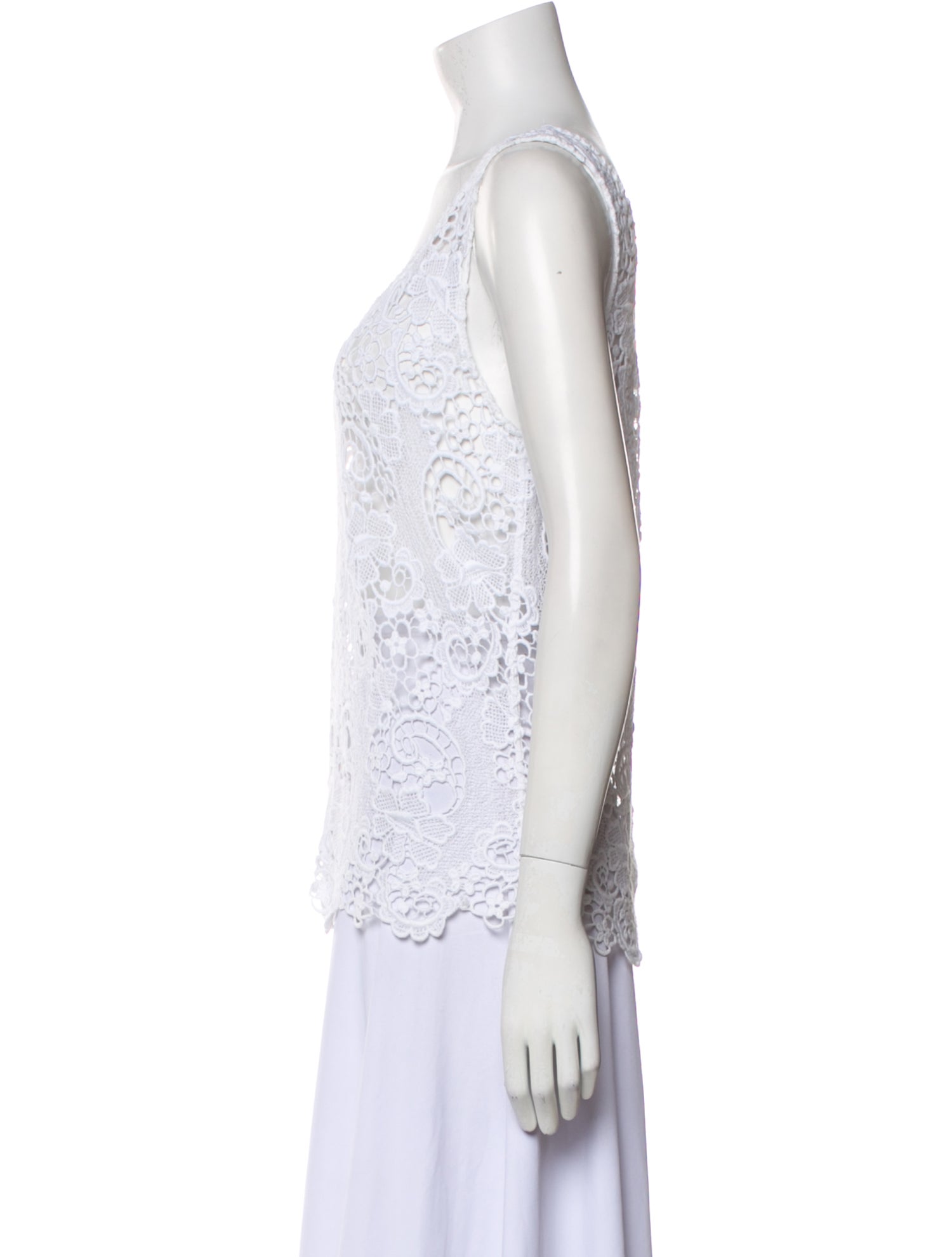 MSGM Lace Pattern Scoop Neck Top