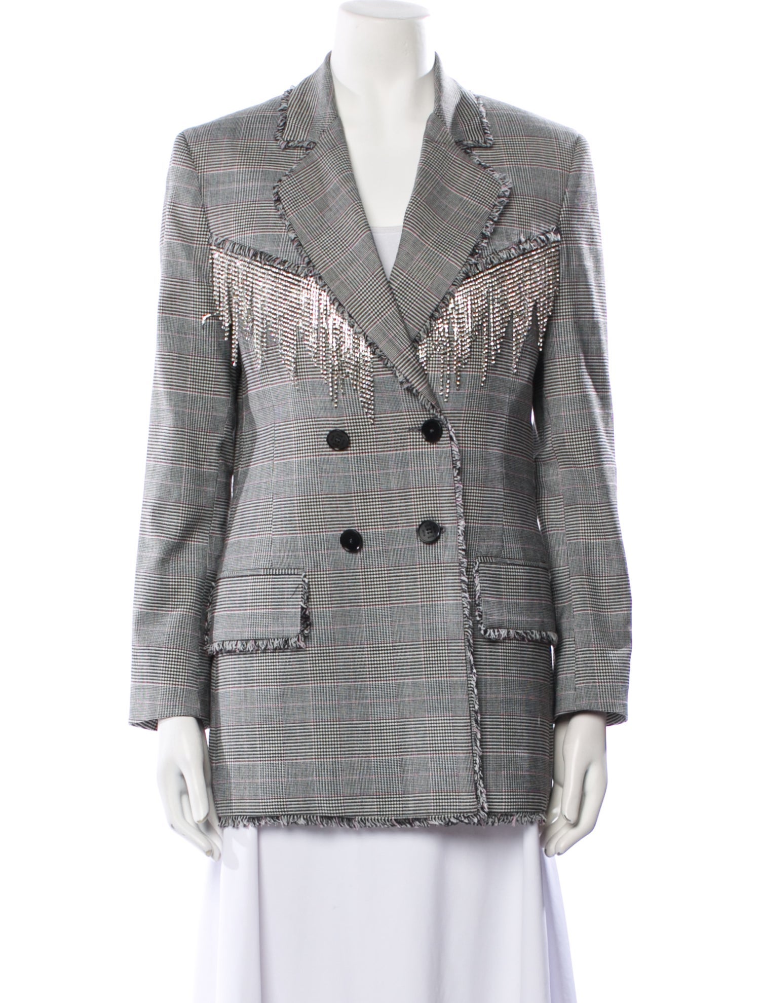 MSGM Virgin Wool Plaid Print Blazer