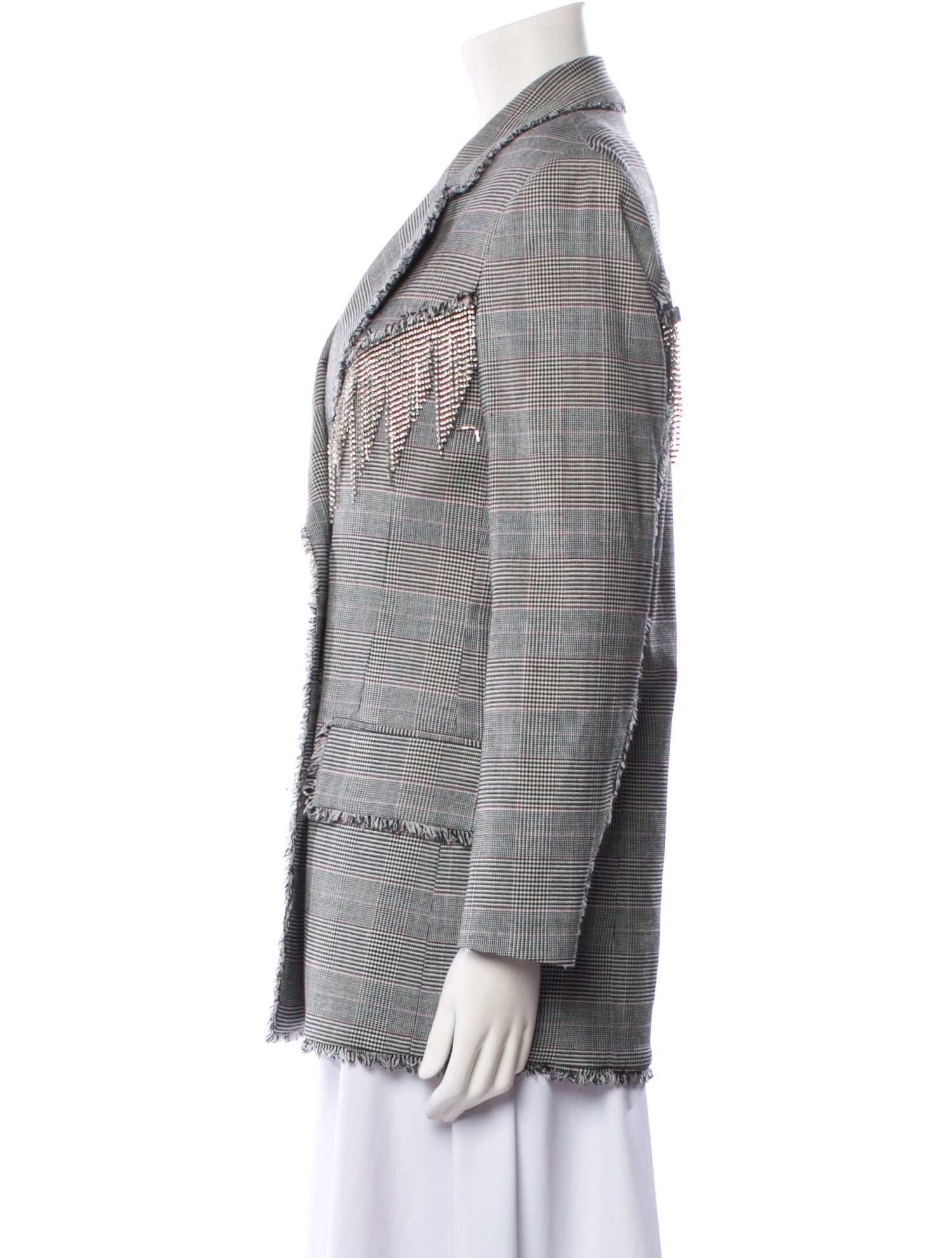 MSGM Virgin Wool Plaid Print Blazer