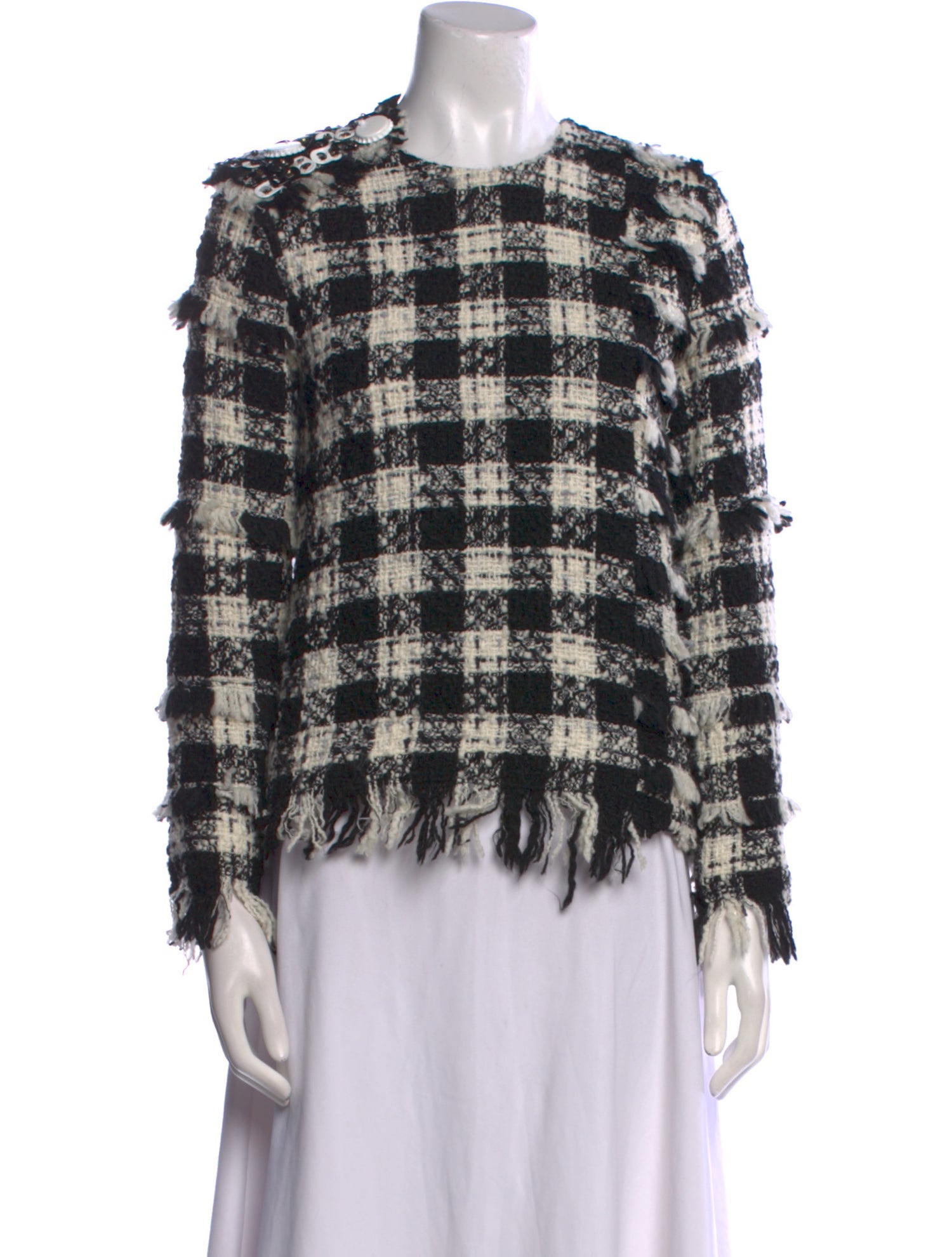 MSGM Plaid Print Crew Neck Sweater