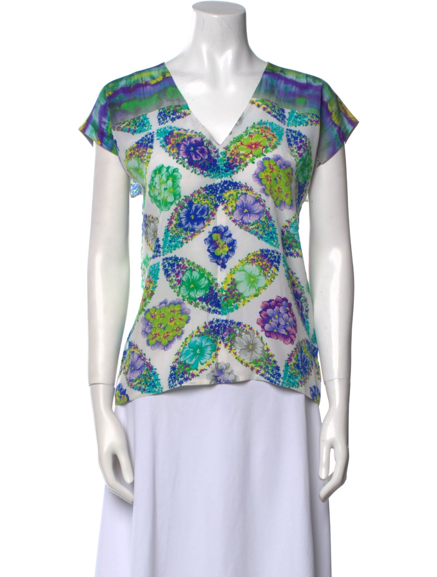 MSGM Printed V-Neck Blouse