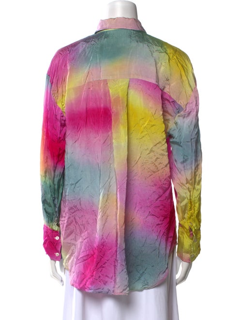 MSGM Tie-Dye Print Long Sleeve Button-Up Top
