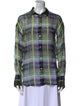 MSGM Silk Plaid Print Button-Up Top