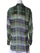 MSGM Silk Plaid Print Button-Up Top