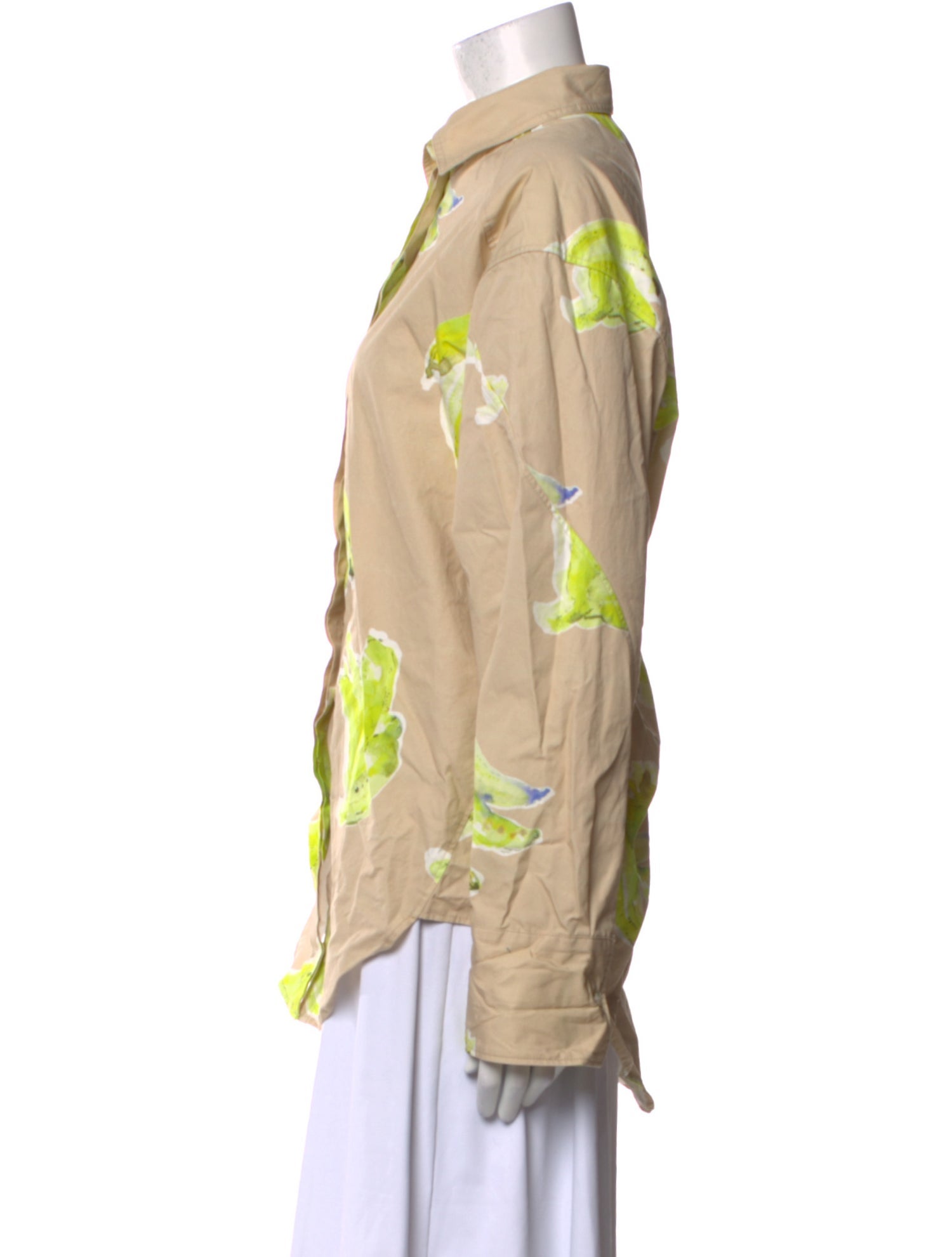 MSGM Floral Print Long Sleeve Button-Up Top