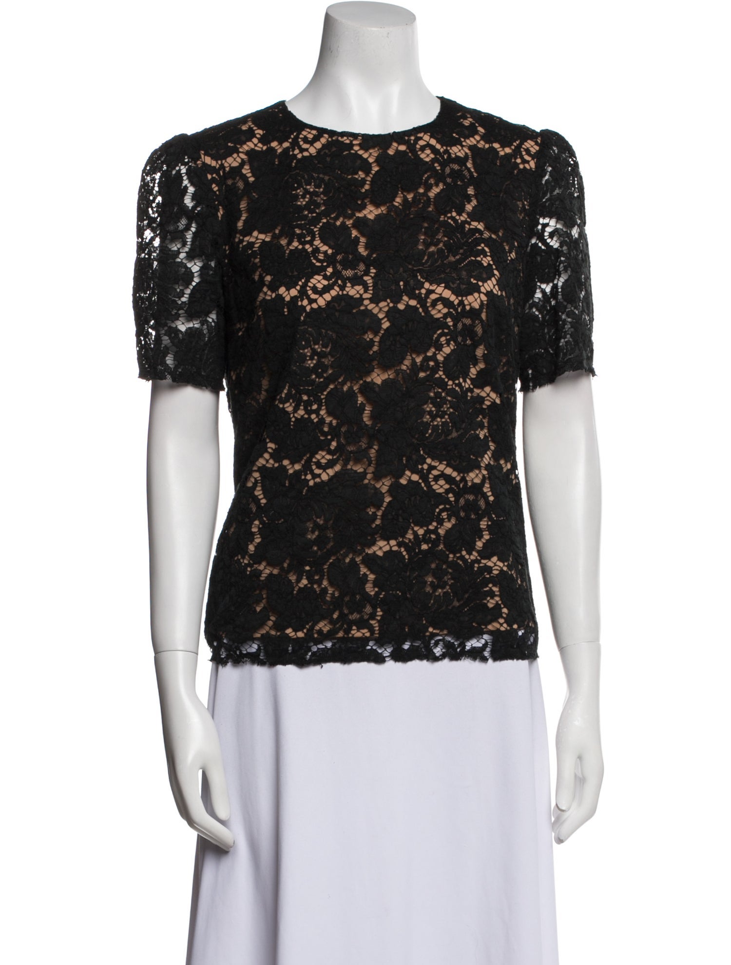 MSGM Lace Pattern Crew Neck Top