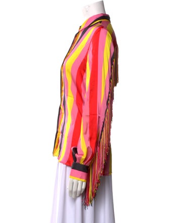 MSGM Striped Long Sleeve Button-Up Top