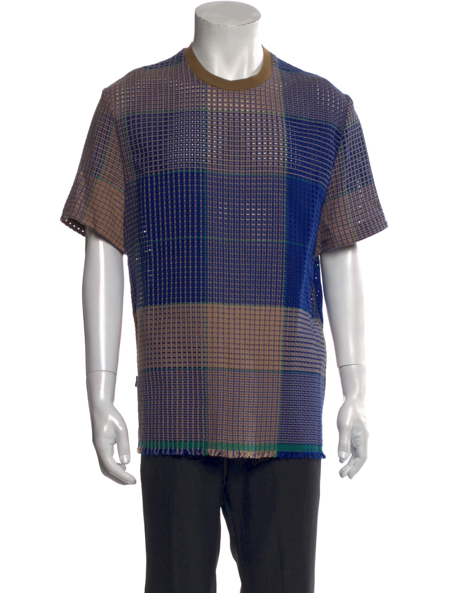 MSGM Plaid Print Crew Neck T-Shirt
