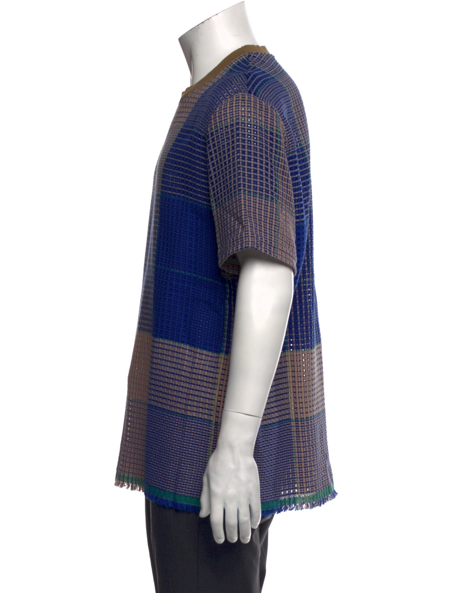 MSGM Plaid Print Crew Neck T-Shirt