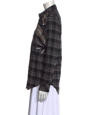 MSGM Plaid Print Long Sleeve Button-Up Top