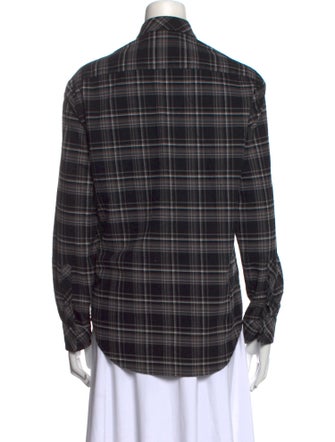 MSGM Plaid Print Long Sleeve Button-Up Top