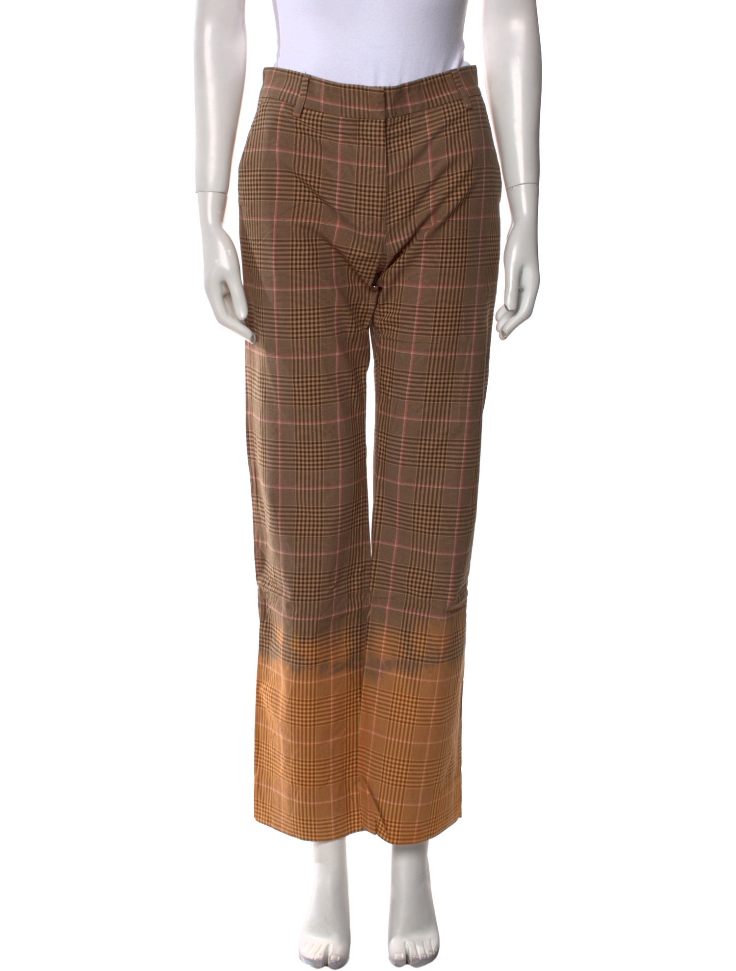MSGM Plaid Print Wide Leg Pants