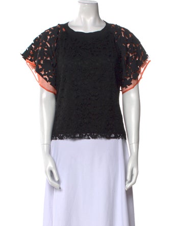 MSGM Lace Pattern Crew Neck Top