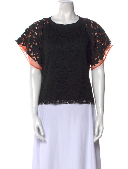 MSGM Lace Pattern Crew Neck Top