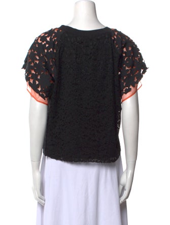 MSGM Lace Pattern Crew Neck Top