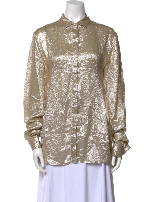 MSGM Silk Long Sleeve Button-Up Top