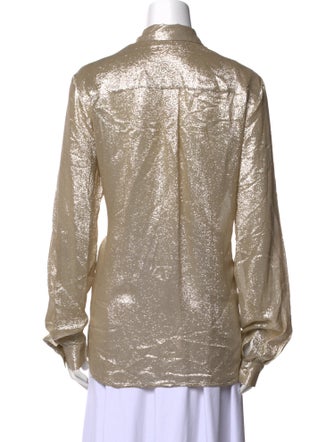 MSGM Silk Long Sleeve Button-Up Top