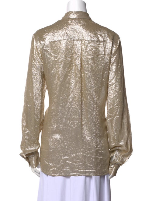 MSGM Silk Long Sleeve Button-Up Top