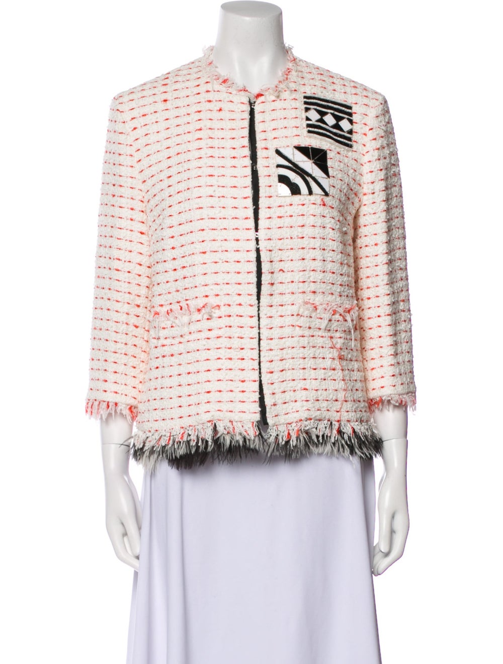 Msgm Evening Jacket Neutrals Tweed Pattern Stand … - image 1
