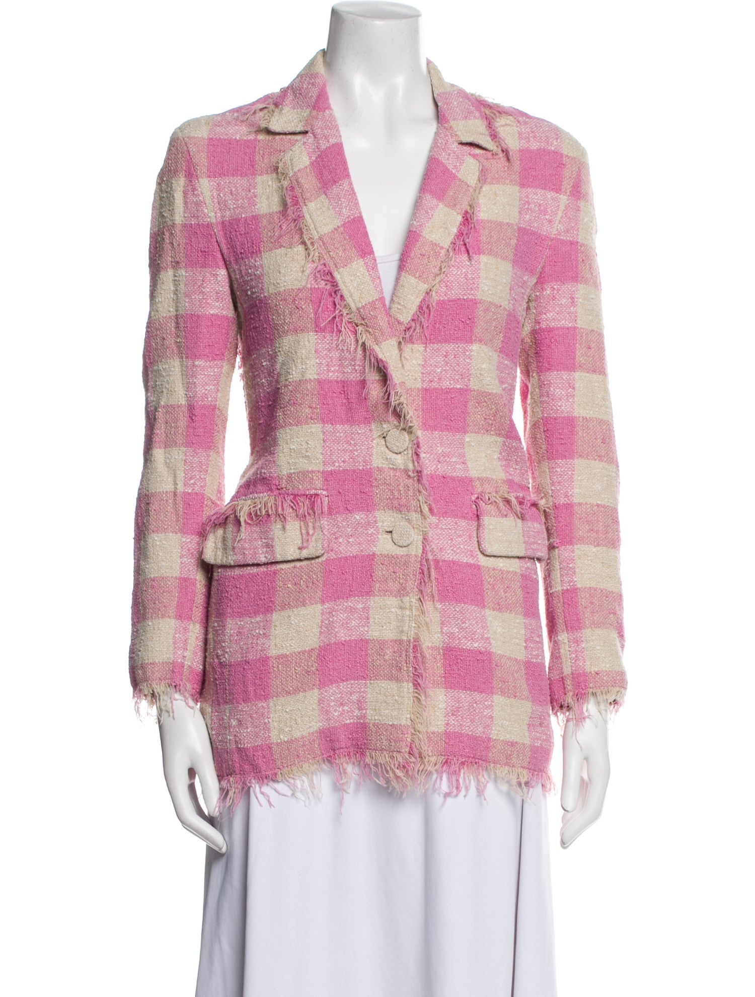 MSGM Tweed Plaid Print Blazer