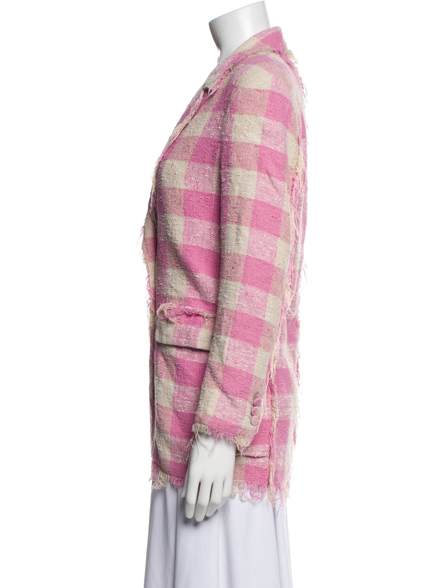 MSGM Tweed Plaid Print Blazer