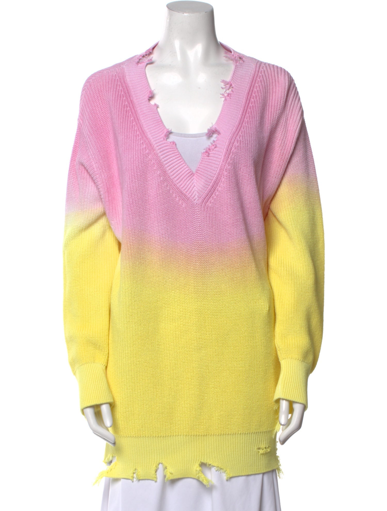 MSGM Colorblock Pattern V-Neck Sweater