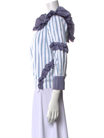 MSGM Striped Off-The-Shoulder Crop Top