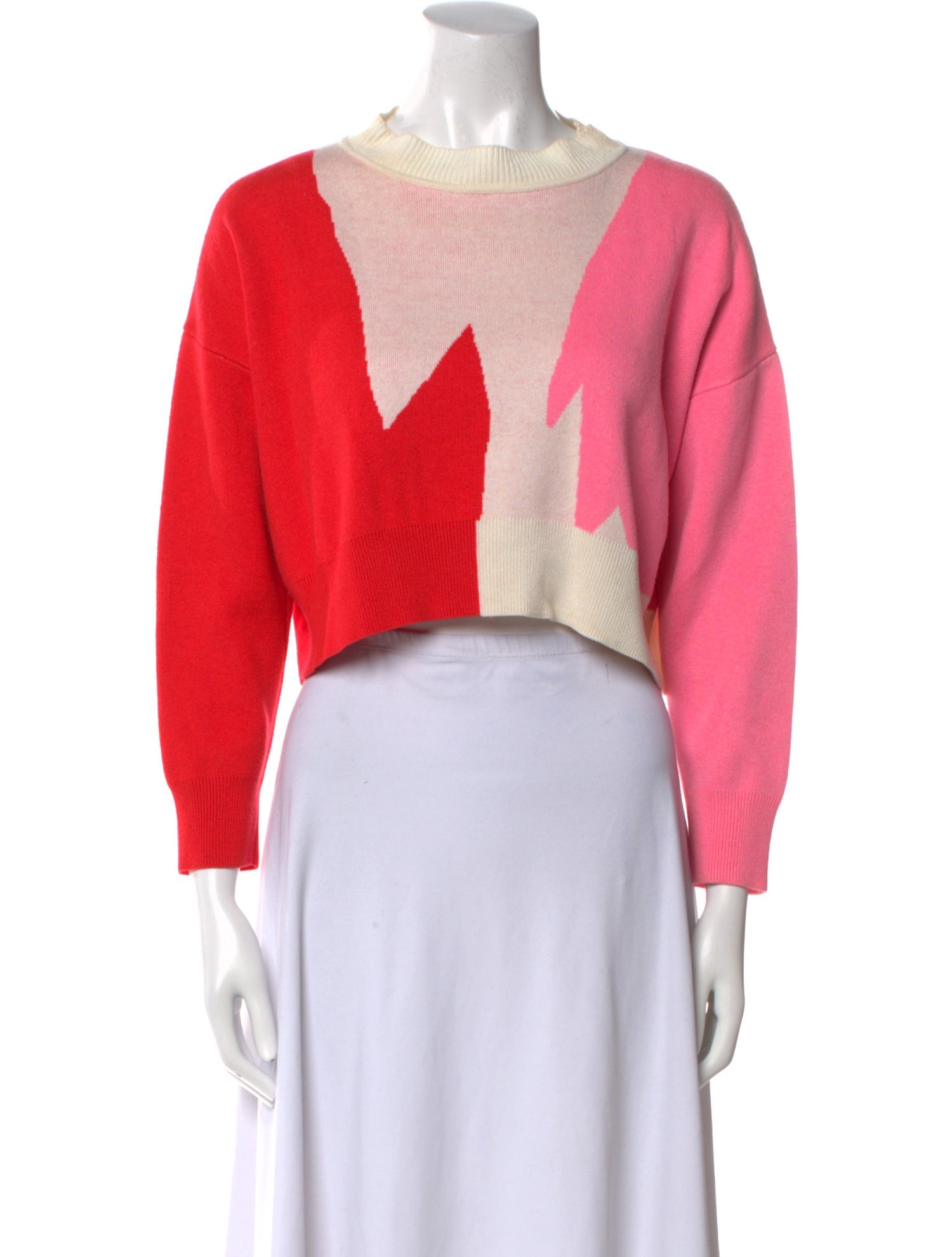 MSGM Colorblock Pattern Crew Neck Sweater