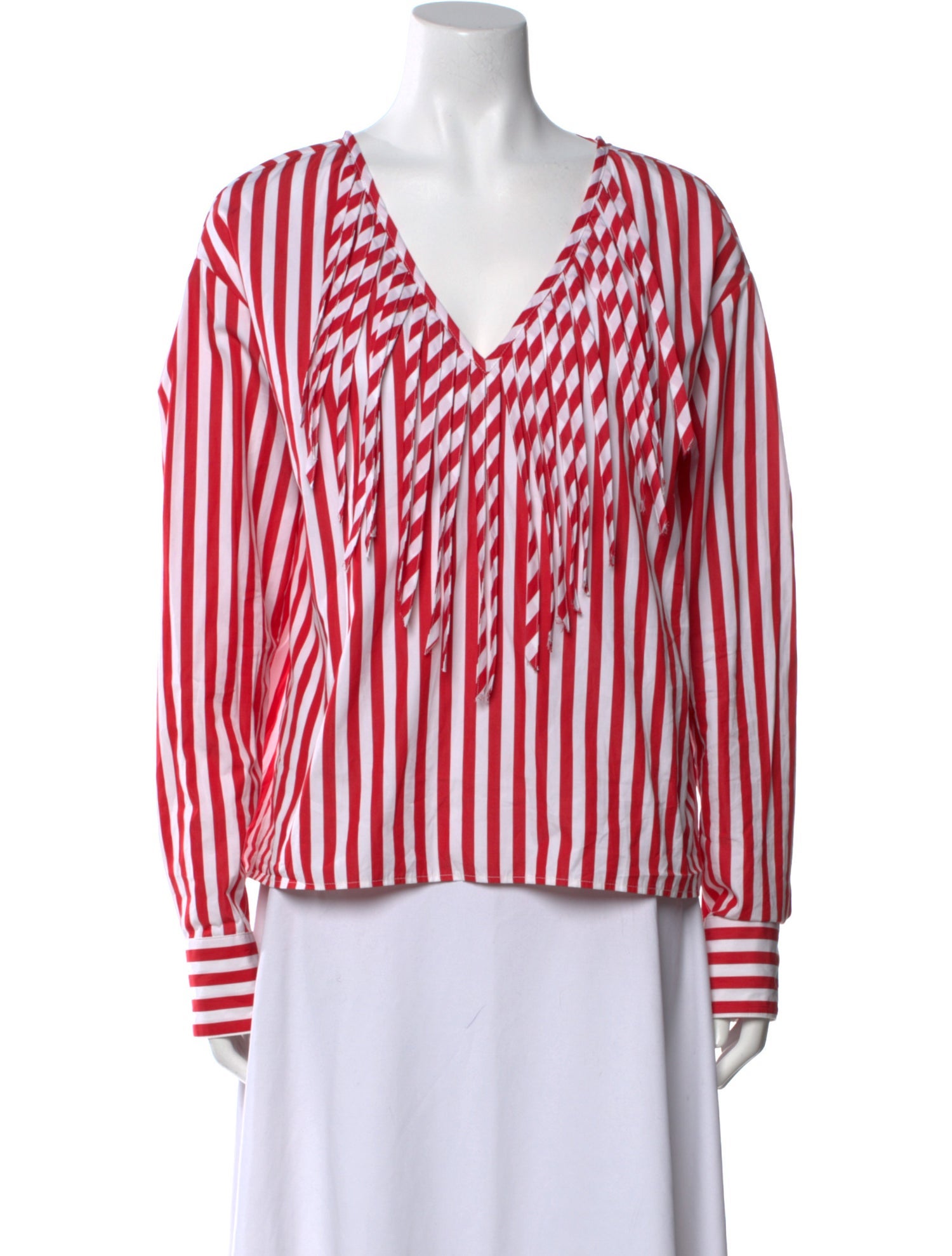 MSGM Striped V-Neck Blouse