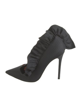 MSGM Leather Ruffle Embellishment Mules