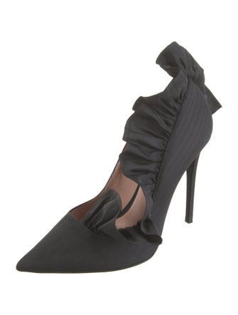 MSGM Leather Ruffle Embellishment Mules