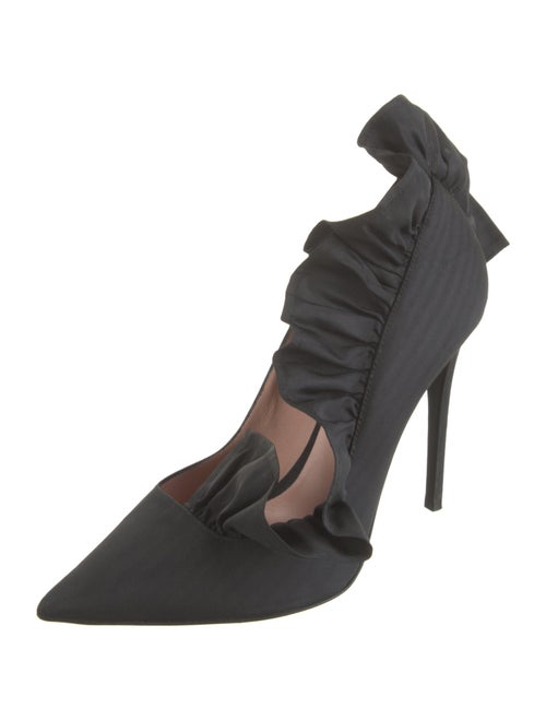 MSGM Leather Ruffle Embellishment Mules