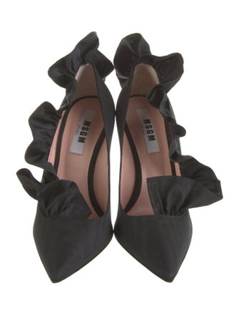MSGM Leather Ruffle Embellishment Mules