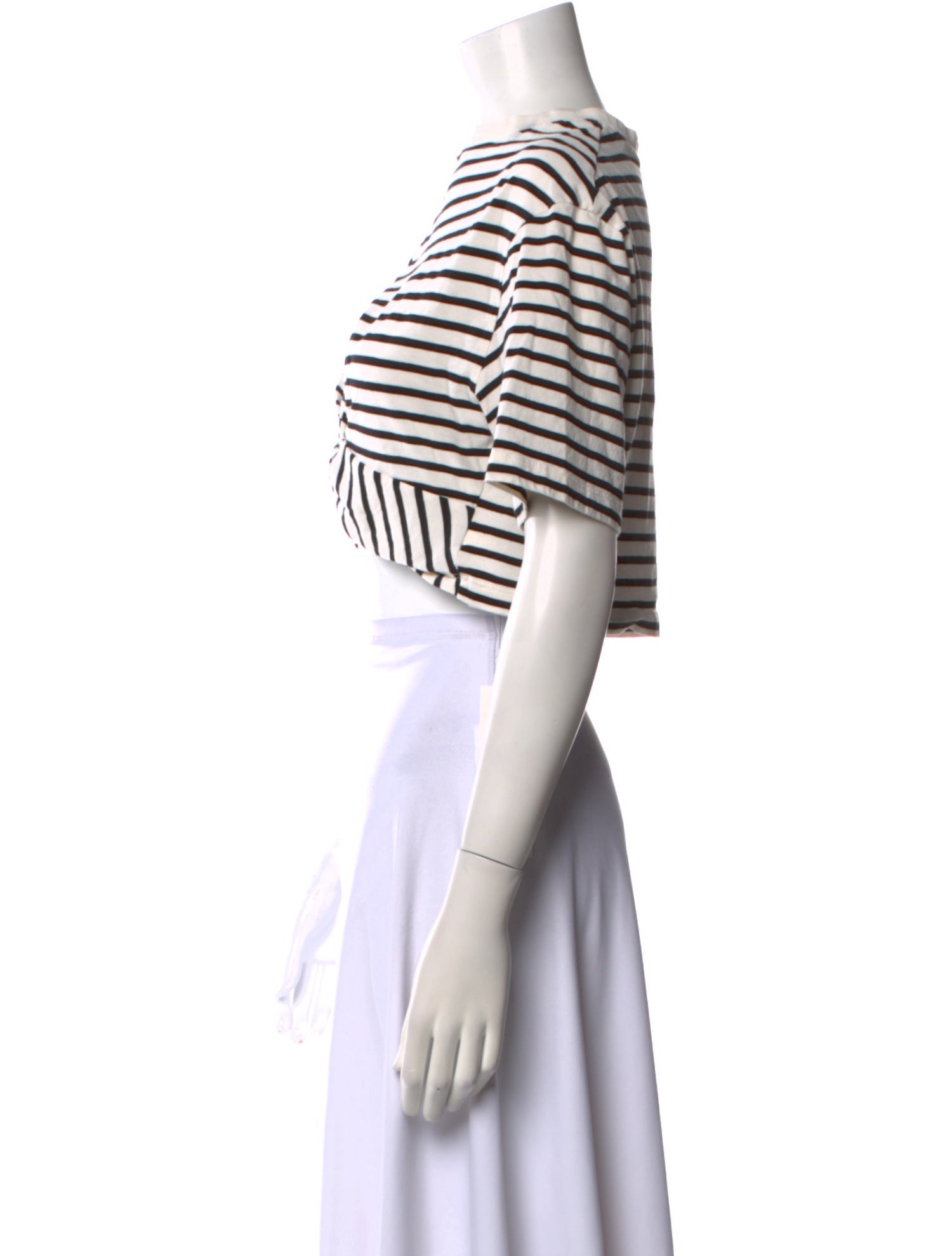 MSGM Striped Bateau Neckline Crop Top