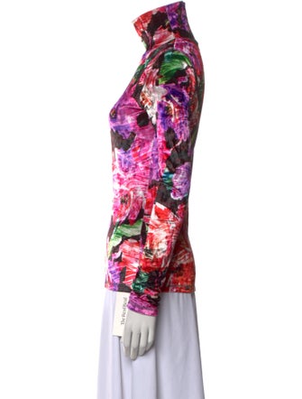 MSGM Floral Print Turtleneck Top