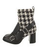 MSGM Houndstooth Print Raw-Edge Trim Boots